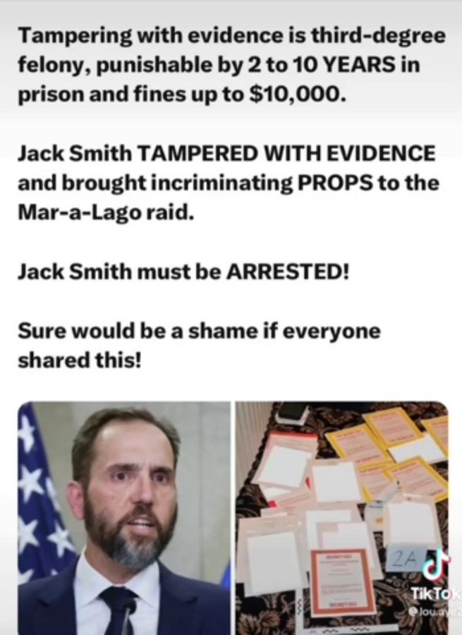 Do you think Jack Smith should be arrested and face the maximum punishment allowed? YEA OR NO??