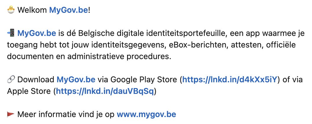 'Weet je wat België nodig heeft? Een digitale identiteitsportefeuille waar je je officiële documenten in kan bekijken'

- De persoon die nog nooit van eBox, e-Box Enterprise, MyMinFin, MyPension, Helena, Doccle en co heeft gehoord.