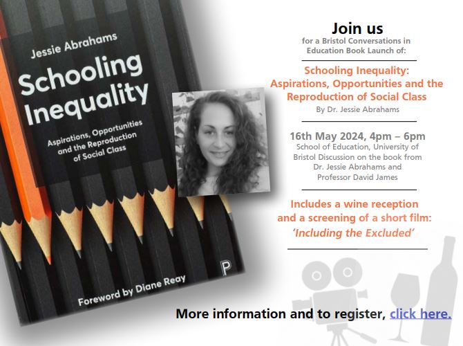 There’s still time to register for the launch of ‘Schooling Inequality’. @BristolUni @SOEBristol @AbrahamsJJ #Education #UKSchools Register here Thu, 16 May, 16:00 - 18:00 BST: ow.ly/wBMA50RFm0E