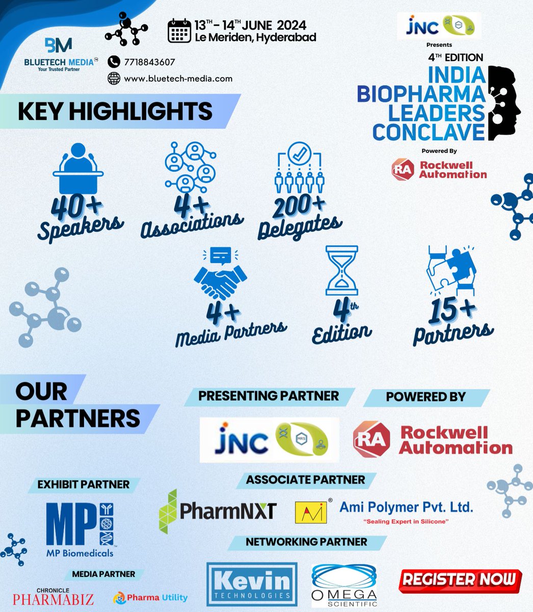 Discover the event's pivotal moments and our esteemed partners!
Secure your spot now for the 4th Edition of the India Biopharma Leaders Conclave, proudly presented by M R Sanghavi & Co., powered by Rockwell Automation, and hosted by BlueTech Media™.
click lnkd.in/d2T9iruW