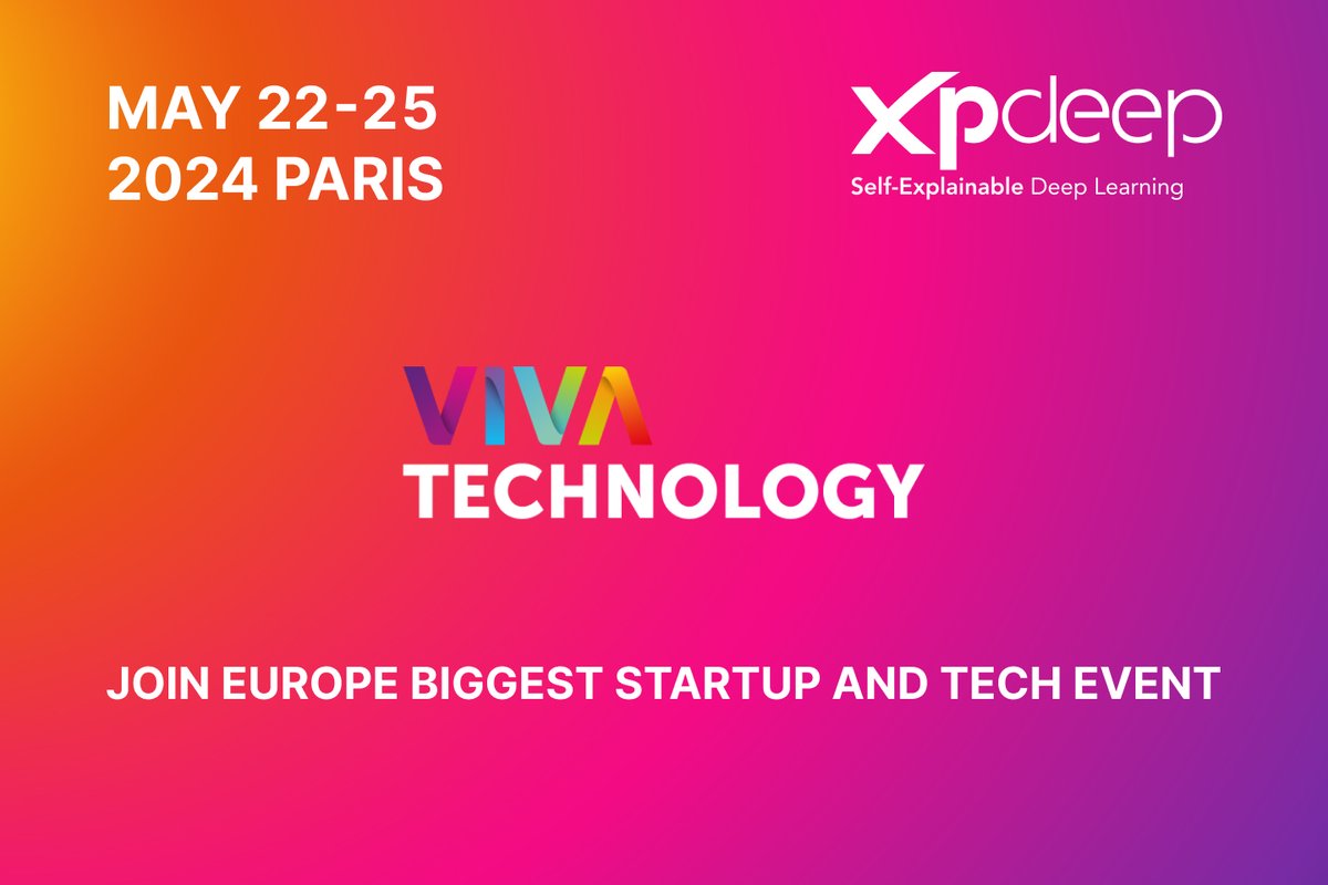 🎉Xpdeep gears up for <a href="/VivaTech/">VivaTech</a> Paris next week!

🤸‍♀️ Join us at Europe's biggest startup and tech event to explore the latest innovations in #AI &amp; #DeepLearning

Our R&amp;D team has crafted new features from our self-explanatory deep learning framework

Don't miss out!

#Innovation
