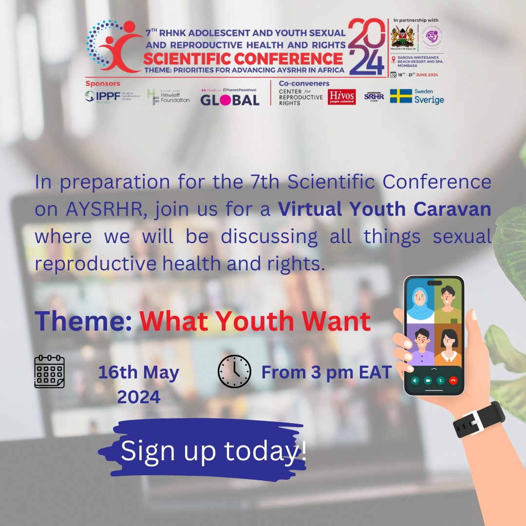 Take this opportunity to get in the caravan with the youth and discuss what you want for the 7th scientific conference on AYSRHR
Register below us02web.zoom.us/meeting/regist…

#RHNKCONFERENCE2024
@rhnkorg
@IPPFAR