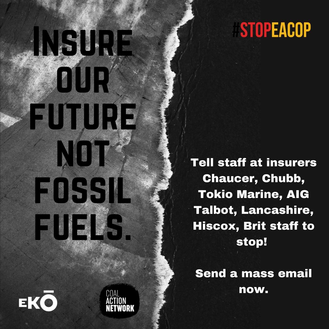 Join hundreds in emailing insurers before the largest insurance event, #BIBA2024. They must seize the opportunity to insure our futures, not polluters! Take action ➡️ actionnetwork.org/letters/tell-i… Ends at 6pm. #StopEACOP #InsureOurFuture #RiskyBusiness #StopWestCumbriaCoalmine