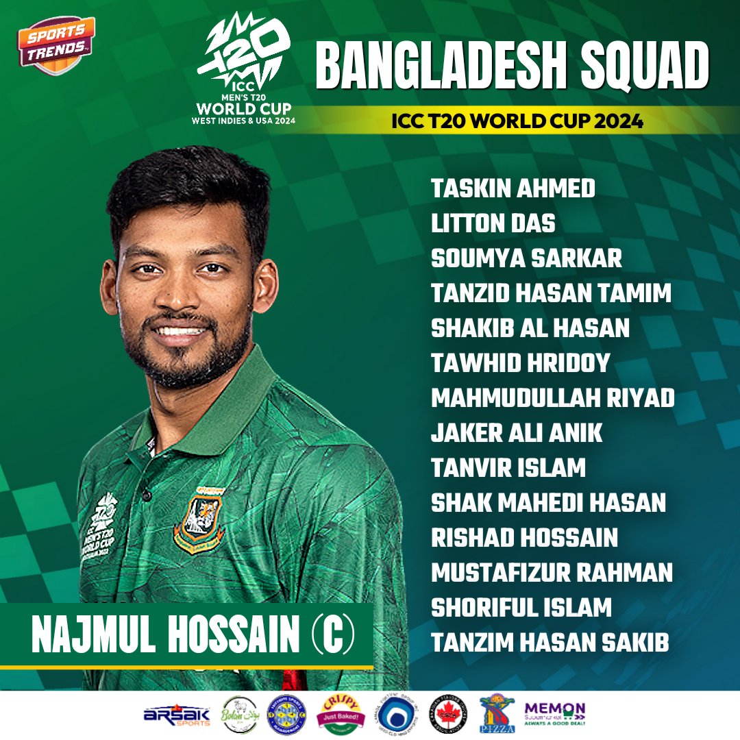 Bangladesh Squad For ICC Men's T20 World Cup 2024 🏏🏆🇧🇩

#Cricket #Bangladesh #T20WorldCup #T20WorldCup2024 #BangladeshCricket #ShakibAlHasan #SportsTrendsCan #SportsTrendsCanada