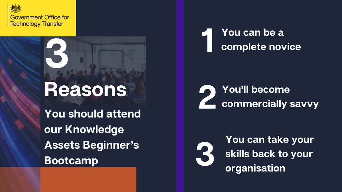 Are you new to Technology Transfer or Knowledge Asset Management?

Here's three reasons why you need to register for our FREE Beginner's Bootcamp today 👉eventbrite.co.uk/e/801243941197…

Upskill in the field of Knowledge Assets by securing your space today✅.