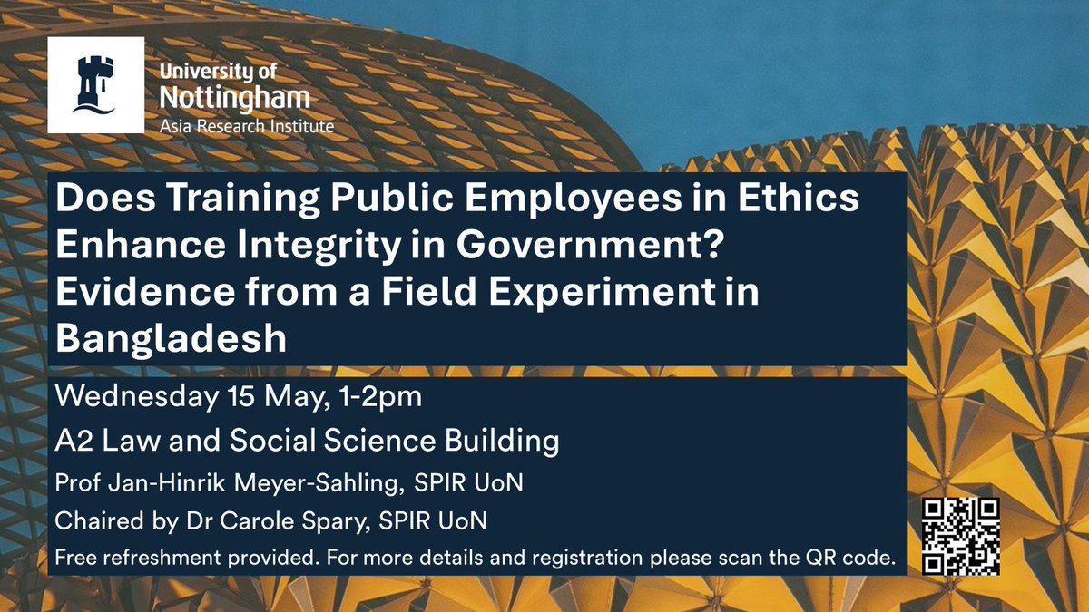 📢Dear All! This is the last chance to grab your ticket for ARI's next roundtable with Prof Jan-Hinrik Meyer -Sahling from SPIR UoN. When? 15 May Where? LASS A2 What time? 1-2pm For registrations please follow the link: https://…n-Hinrik-Meyer-Sahling.eventbrite.com