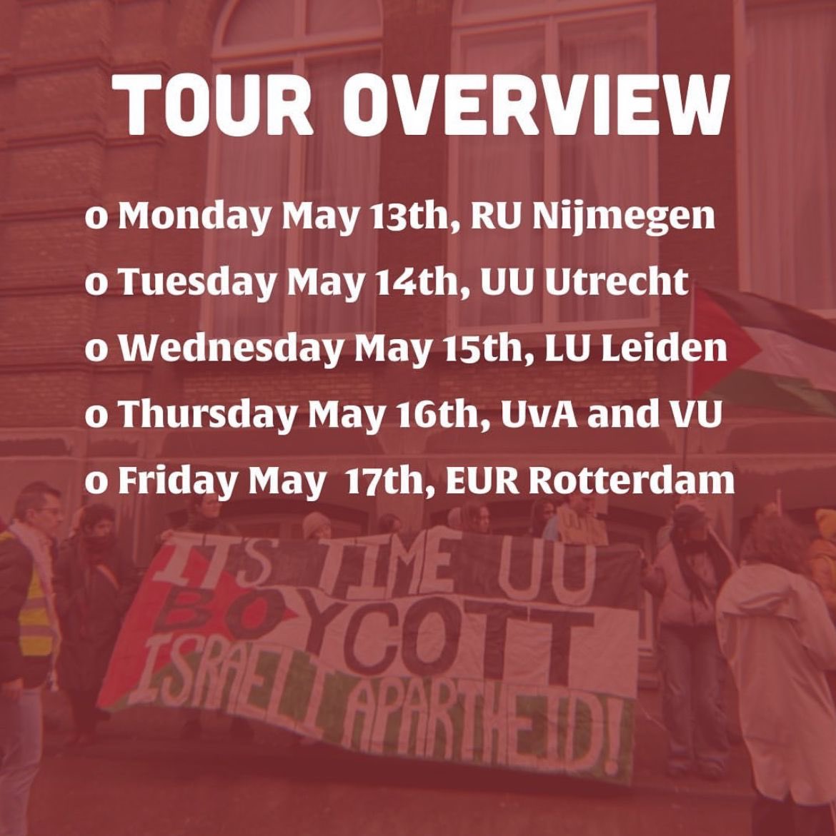 The students organizers and @dutchscholarsforpalestine across encampments in the Netherlands are facing violent state repression but they are standing strong! Looking forward to learning from them and discussing how to mobilize for justice on all our campuses this week!