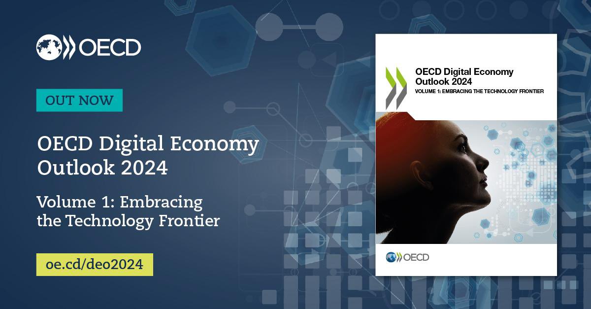 Today we launched our 🆕 Digital Economy Outlook Vol 1: Embracing the Technology Frontier. It presents new data on growth of the ICT sector and offers a glimpse into the technology landscape of tomorrow, from AI to VR to 6G wireless connectivity. 🔗 oe.cd/deo2024