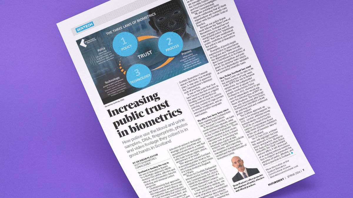Responsible, ethical and effective biometrics begins with the #ThreeLawsOfBiometrics. A framework Scotland is using to increase public trust in #biometrics. Find out more in this article by the Scottish Biometrics Commissioner ➡️ bit.ly/3JYzSlJ

#ResponsibleBiometrics