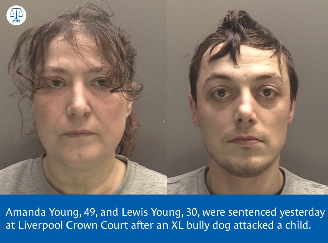 Amanda Young and Lewis Young were sentenced to after their dog attacked a young child, leaving them with life changing injuries, Amanda to 20 months' and Lewis to two years' imprisonment. Read more ➡️ cps.gov.uk/mersey-cheshir…