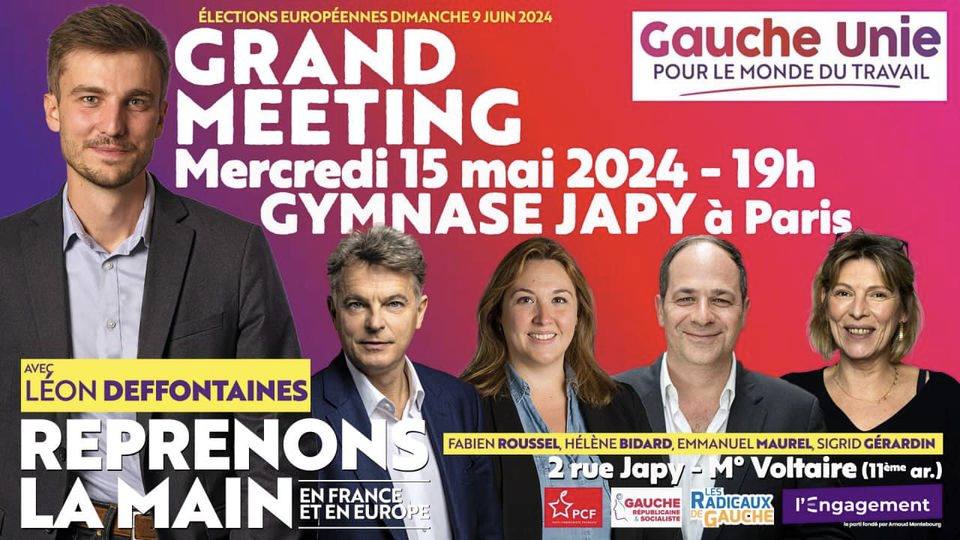 J-1... Ça se précise pour le grand meeting parisien de Japy. On s'y voit demain ? Ou en direct : youtube.com/live/0q7TlSY1t… @L_Deffontaines @Fabien_Roussel @emmanuelmaurel @GerardinSigrid @Helenebidard