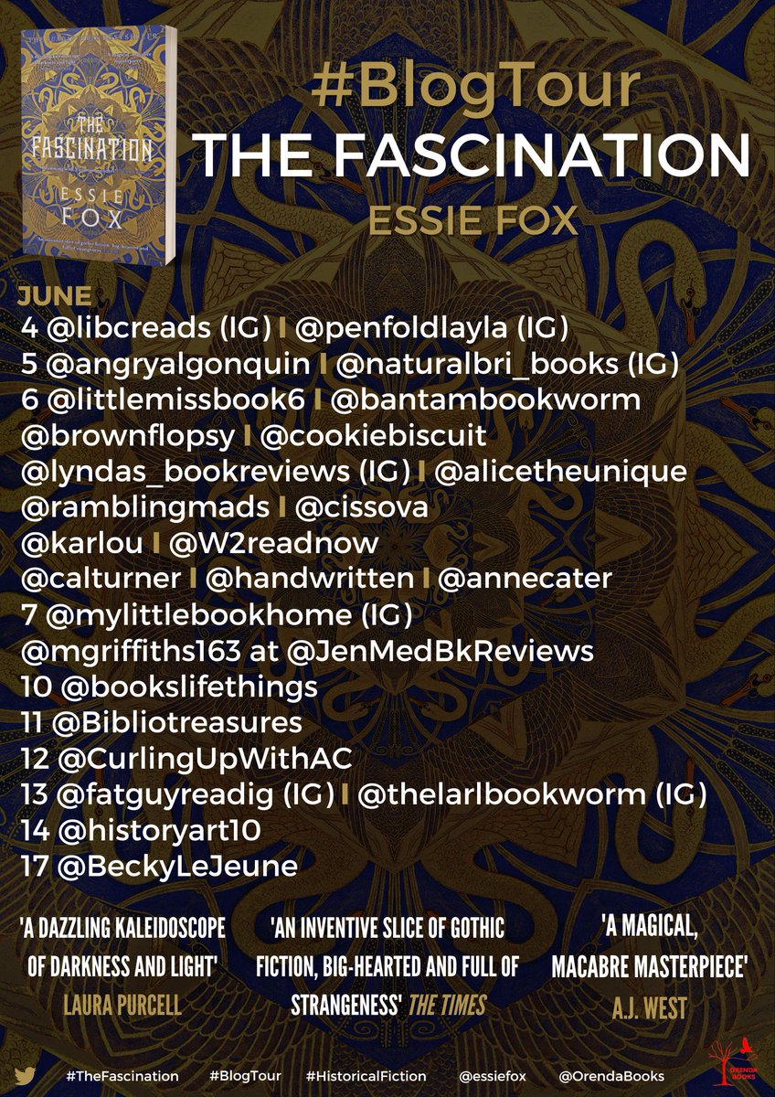 The paperback version of #TheFascination by @essiefox is going on a #BlogTour with @OrendaBooks Begins 04 June @angryalgonquin @calturner @handwritten @mylilbookhome @mgriffiths163 @JenMedBkReviews @bookslifethings @Bibliotreasures @CurlingUpWithaC @historyart10