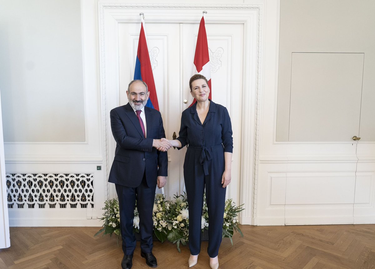 PM Mette Frederiksen: “Good to meet with the Prime Minister of Armenia @NikolPashinyan today. Discussed the regional situation and how we can strengthen relations between 🇦🇲 and 🇩🇰 as well as 🇪🇺.“