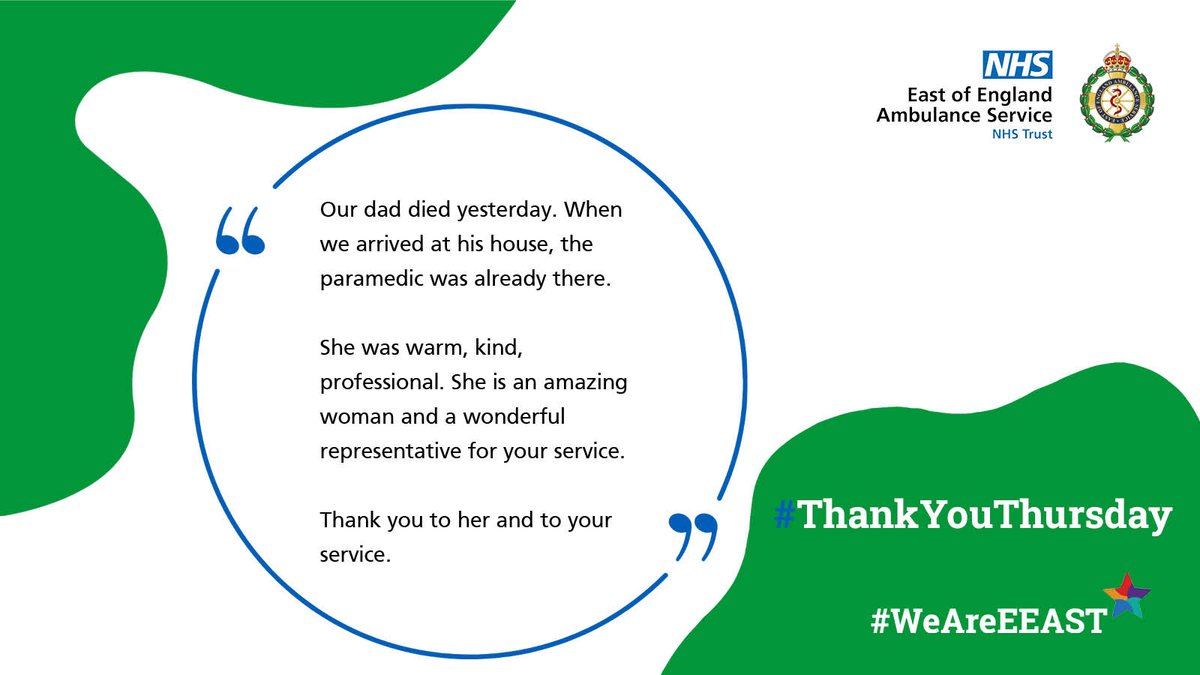 Our paramedics are trained to help you, even in the most difficult circumstances. Thank you to our wonderful colleague in north Bedfordshire for supporting this family 💚 #ThankYouThursday