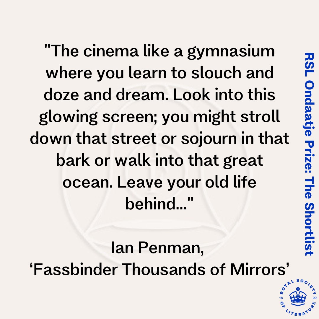Happy Ondaatje Day🥳 Tune in to our Instagram from 8pm, where we'll be going live to announce the winner of the 2024 #RSLOndaatjePrize 🏆

Please enjoy the last of our chosen quotes that we think embody the spirit of a place - from Ian Penman's @pawboy2