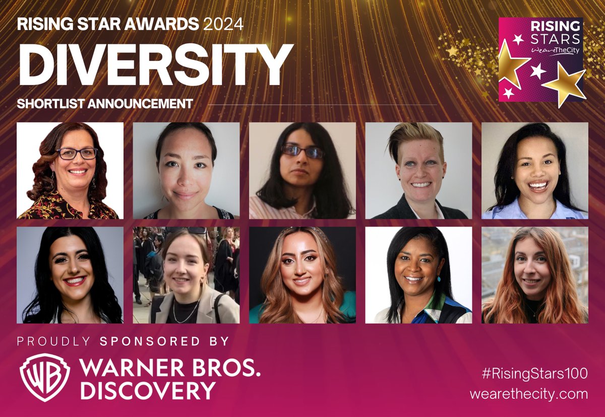 SHORTLIST ANNOUNCEMENT ⚡️ Meet this year's #RisingStars100 Shortlist for our Diversity Category, sponsored by @wbd! 💜✨ You can show your support by voting today until 20 May 2024 🥳 #9 · bit.ly/24-RS100