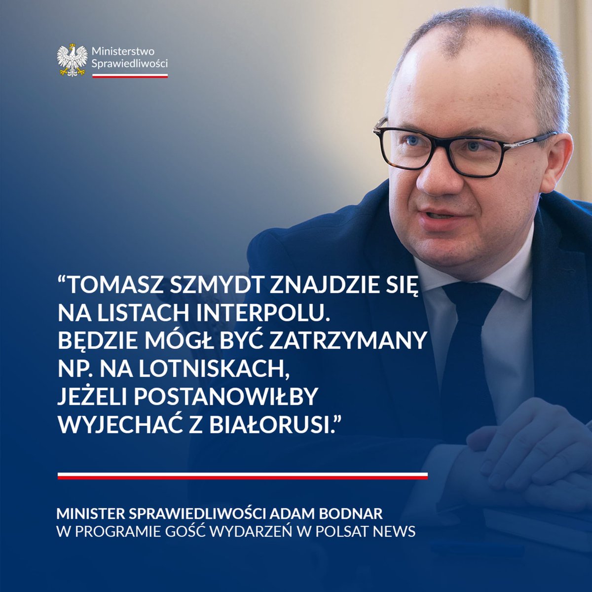 Tomasz Szmydt został pozbawiony immunitetu i statusu sędziowskiego. Prokuratura wystąpiła z wnioskiem o areszt i jeżeli sąd uzna, a myślę, że nie ma, co do tego wątpliwości, to daje podstawę do wydania listu gończego - mówił Minister @Adbodnar w Gościu Wydarzeń w @PolsatNewsPL