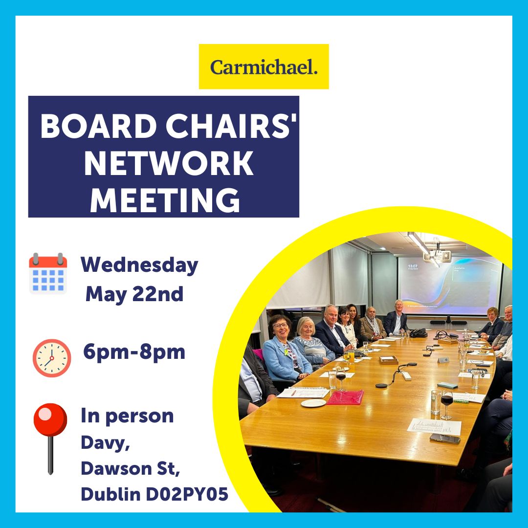 🔹Are you a nonprofit Board Chair or Vice Chair looking to meet up and share experiences? The next Board Chairs’ Network Meeting will take place in person: 📅Wednesday May 22nd 2024 ⏰6pm-8pm 📍Davy, 49 Dawson St, Dublin D02 PY05 Find out more👇 carmichaelireland.ie/what-we-do/sup…