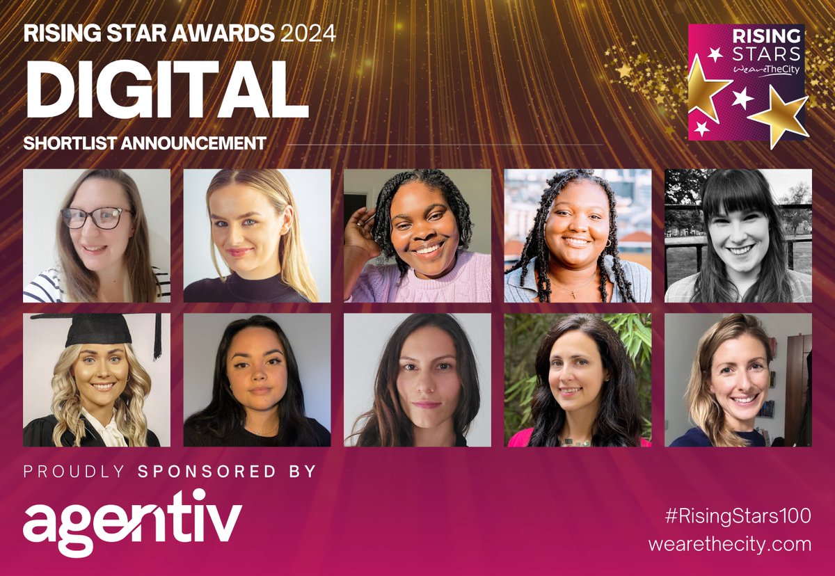SHORTLIST ANNOUNCEMENT ⚡️ Meet this year's #RisingStars100 Shortlist for our Digital Category, sponsored by Agentiv! 💜✨ You can show your support by voting today until 20 May 2024 🥳 #8 · bit.ly/24-RS100