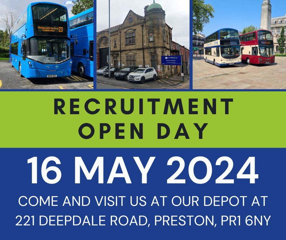 We are holding a RECRUITMENT OPEN DAY at our Depot on Thursday 16th May 24. Are you looking for a new career and want to drive your career into a different direction? If so come and see us at our Preston Depot at 221 Deepdale Road, Preston, PR1 6NY. buff.ly/3R7Gn9R