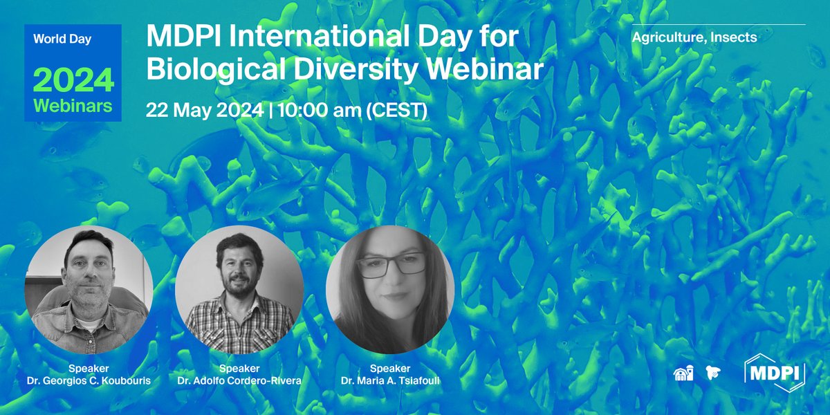 🎉 Meet you at the MDPI International Day for Biological Diversity Webinar at 10:00 (CEST) on 22 May 2024. Let's have a discussion with more scholars. Read more at: sciforum.net/event/MIDfBDW2 Regist at: us02web.zoom.us/webinar/regist… #Fishes #Diversity #Wildlife #Biodiversity #Webinar