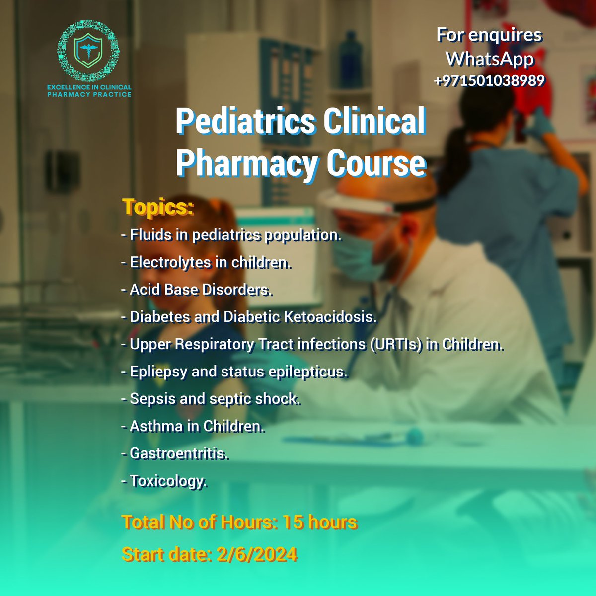 💫Pediatrics Clinical Pharmacy Course 
Start date 02 june 

#FOAMed  #MedEd #medicaleducation #MedicalStudents #medicalpractice #emergency #medicine 
#TwitterRx #Medtwitter #معلومة_طبية_صحة #تثقيف_دوائي