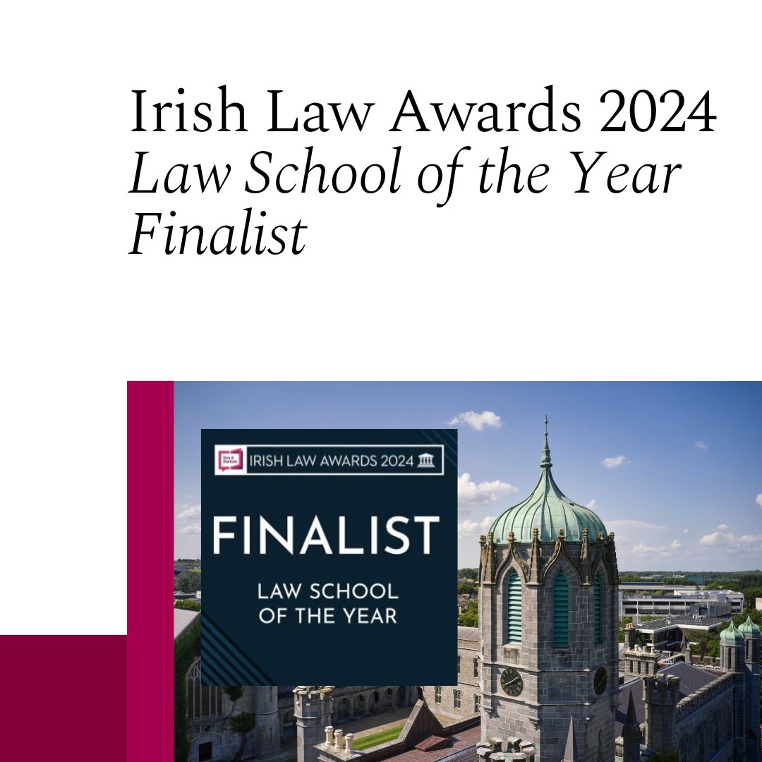 We are thrilled to announce our nomination as a finalist for the 'Law School of the Year' category at the Dye & Durham @IrishLawAwards 2024.

More info: universityofgalway.ie/business-publi…

#UniversityOfGalway #ForYouForTomorrow #GalwayLaw #DyeDurhamILA2024