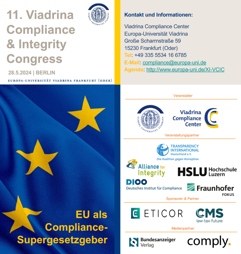transparency_de's tweet photo. #Compliance-Expert:innen aufgepasst: Heute in zwei Wochen lädt das @viadrina Compliance Center zu einer extrem spannenden Fachtagung ein. Von #AIAct über #Lieferketten bis #Whistleblowing wird die Rolle der EU für Compliance diskutiert.

👉 Mehr erfahren: https://t.co/iSWDRfGiO0 https://t.co/UHyyqKLgXy