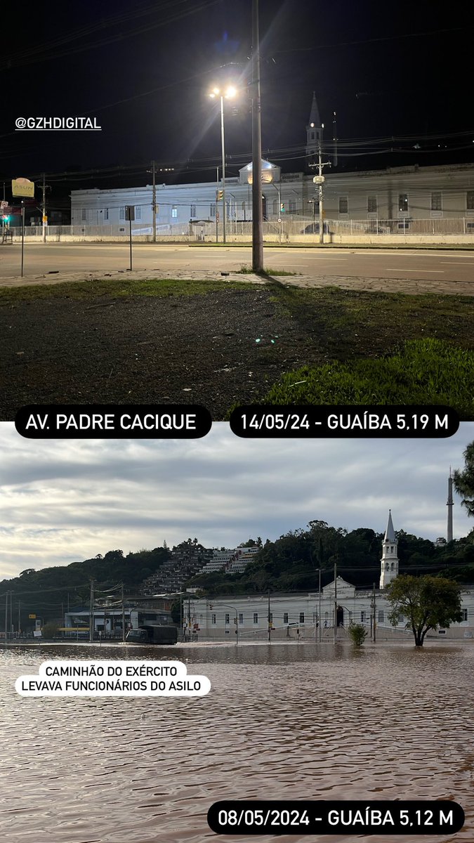 Avenida Padre Cacique

A diferença entre as fotos? Hoje as estações de bombeamento estão ligadas, então podemos ver que mesmo com o Guaíba subindo, ruas não voltam aos alagamentos de semana passada.

<a href="/gzhdigital/">GZH</a>
