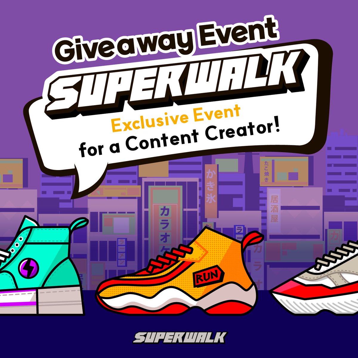 ☀️#SuperWalk の #Giveaway 🎁企画☀️

☀️運営様から協賛☀️
👟コモンシューズ×４👟

✅♥️ &amp; RT
✅フォロー
<a href="/SuperWalk_/">SuperWalk👟</a> 
<a href="/SuperWalk_JP/">SuperWalk_JP</a>
@otumaminft 

✅当選率アップ
SuperWalkのウォレットアドレスをコメント📝

⏰ 〆切は今から72時間！

初めての方は、紹介コード
PX8E29V
利用で$GRND ゲット！