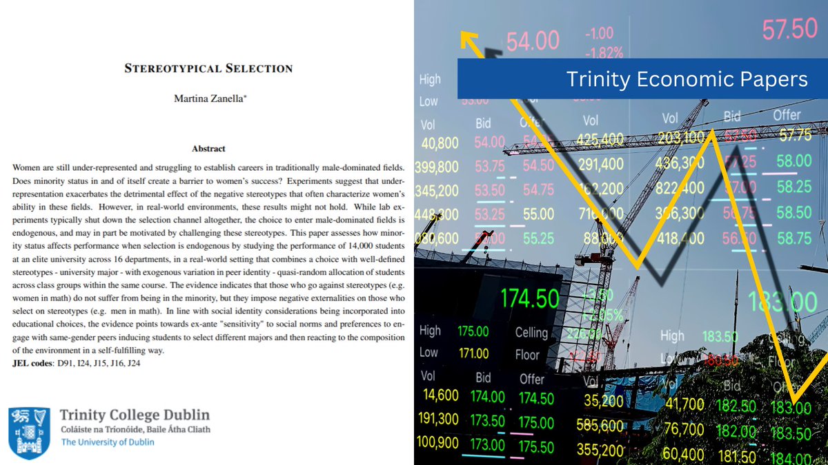 TCD Economics (@tcdeconomics) on Twitter photo 📈New Trinity Economic Paper📉
"Stereotypical Selection" by Martina Zanella <a href="/MartinaZanella7/">Martina Zanella</a>
🔗Read more:
ideas.repec.org/p/tcd/tcduee/t…
#economics #econtwitter 📈New Trinity Economic Paper📉
"Stereotypical Selection" by Martina Zanella <a href="/MartinaZanella7/">Martina Zanella</a>
🔗Read more:
ideas.repec.org/p/tcd/tcduee/t…
#economics #econtwitter
