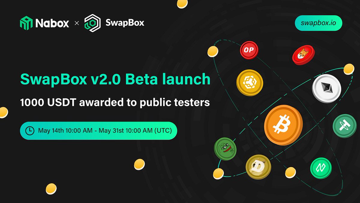 SwapBox v2 Beta is now live. Join the beta test to share $1000 rewards💸

▪️Retweet,❤️this tweet
▪️Make crosschain-swaps and local swaps with $100 value in any assets
▪️Drop feedback in the comment area

Join event⤵️
app.galxe.com/quest/QcVAUrwE…
More details🔗link.medium.com/IUyvsHCrAJb