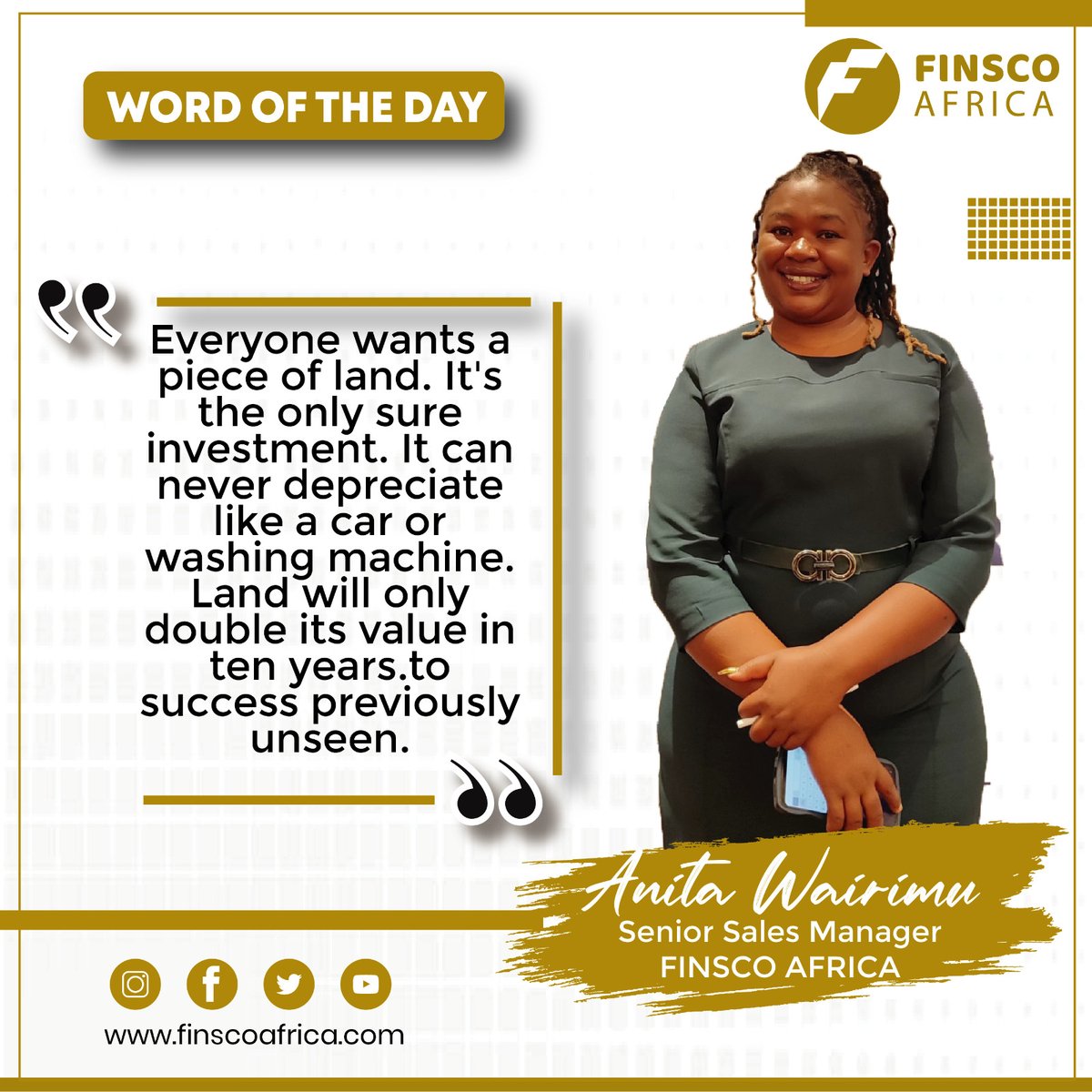 What are your thoughts on this quote?  Is land truly a guaranteed path to wealth?  Share your views in the comments!
#finscoafrica #wordoftheday #motivation #realestate #propertyke