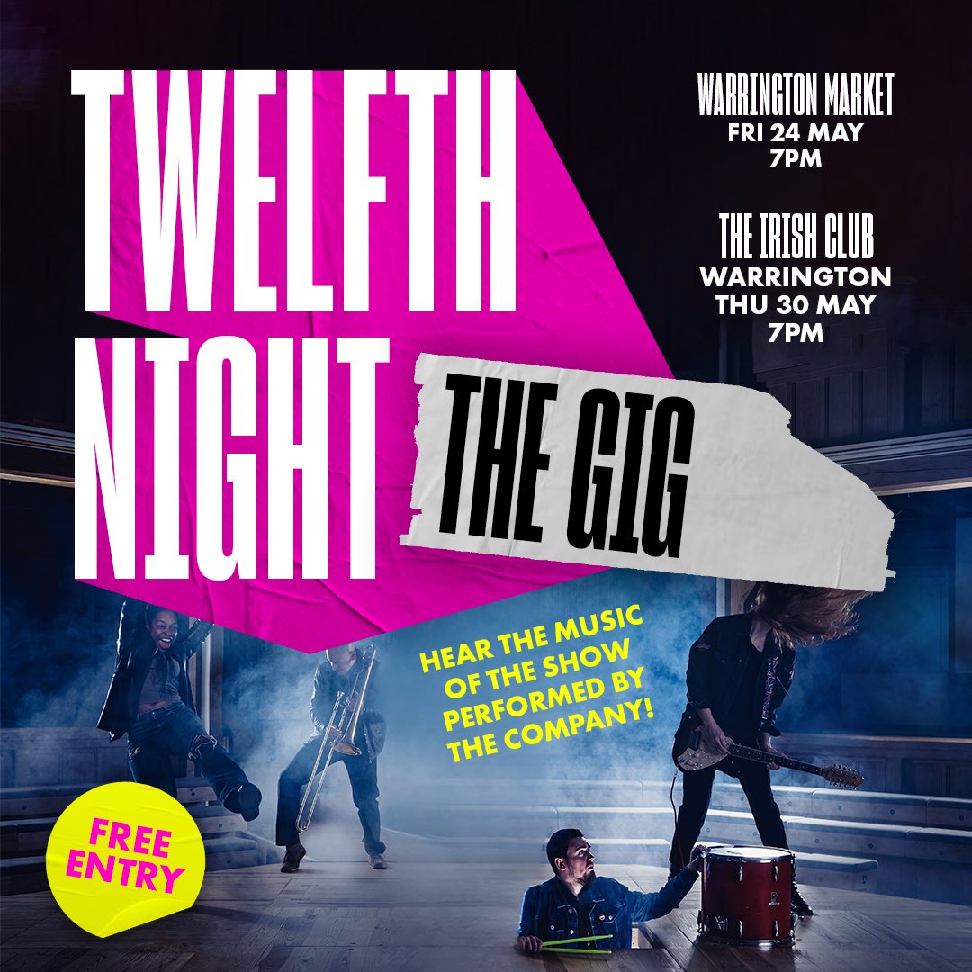FREE GIG! Twelfth Night comes alive in #Warrington! Join us for a special edition gig version of Shakespeare’s beloved comedy. Get ready to laugh, dance, & lose yourself in the music as we bring this timeless tale to life like never before. Dates below ⬇️ #free #gig