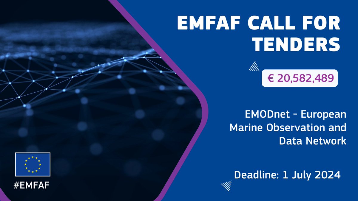 🚨 New #EMFAF funding opportunity! More than € 20 million are available in a call for tenders to continue the work of @EMODnet, the European Marine Observation and Data Network💻🌊 Apply by 1 July👇 europa.eu/!yJHKWM