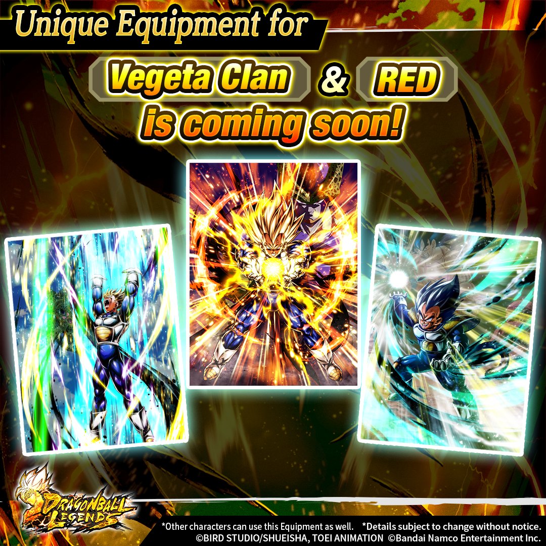 Unique Equipment for LEGENDS LIMITED Super Saiyan Goku (DBL62-04S) and for 'Vegeta Clan & RED' characters are coming soon! Get these powerful pieces of Unique Equipment and aim for even greater strength! #DBLegends #Dragonball