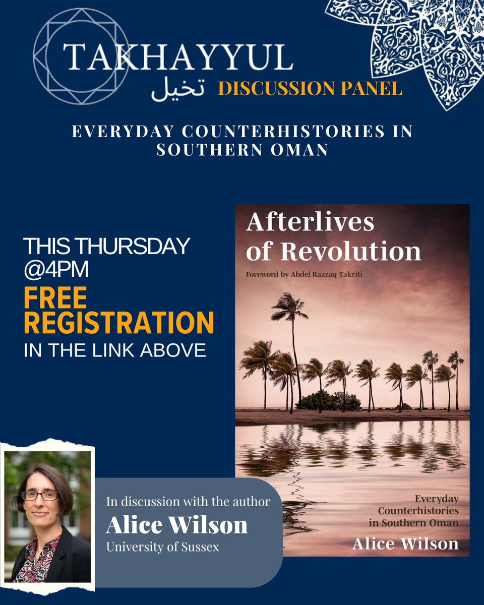 This Thursday 16:00 at @glo_pro: the @Takhayyul1 project is hosting Alice Wilson & LSE researcher @sham_marral to discuss Wilson's Afterlives of Revolution and the broader role of empire and social imaginaries in the context of revolution eventbrite.co.uk/e/afterlives-o…