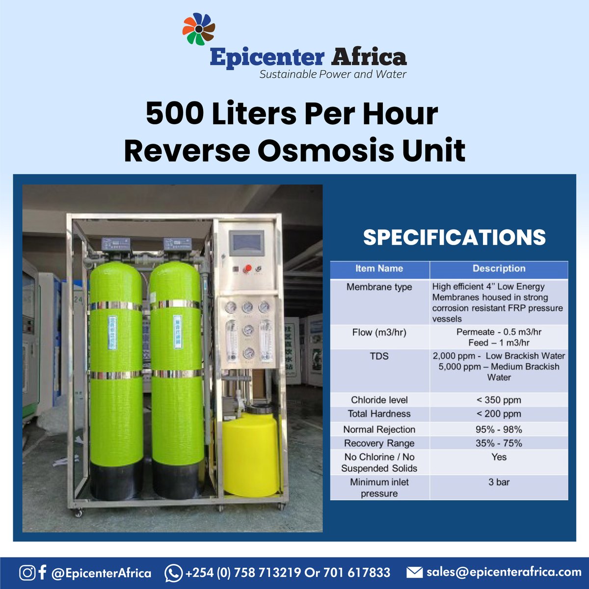 The 500L/H water treatment plant is designed to meet the diverse needs of various consumers we ensure access to safe, purified water, empowering communities and businesses to thrive.
Invest in reliability, invest in quality.
#Transformingcommunities #Changinglives #Watertreatment