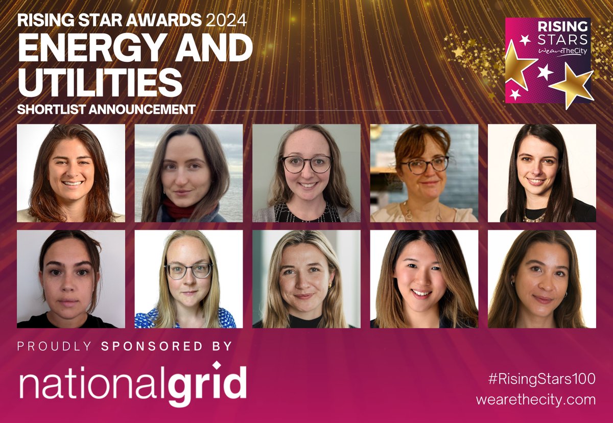 SHORTLIST ANNOUNCEMENT ⚡️ Meet this year's #RisingStars100 Shortlist for our Energy & Utilities Category, sponsored by @nationalgriduk! 💜✨ You can show your support by voting today until 20 May 2024 🥳 #12 · bit.ly/24-RS100