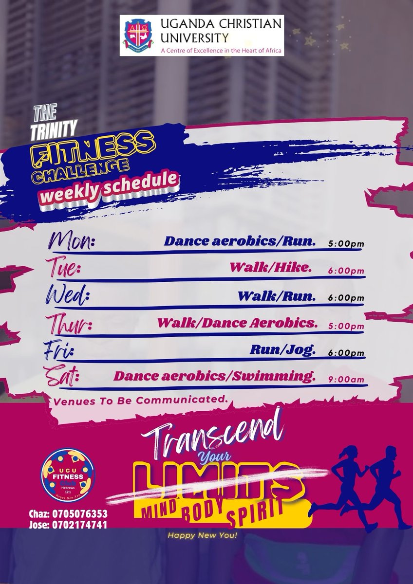 Elevate! The race to the @RwenzoriMarathn continues! This #TrinityChallenge we are Transending Limits. Encouraging students and staff at UCU to register and boost endurance with us, we are taking UCU bus to the finish line this August 24! Yoo Leng! ✌