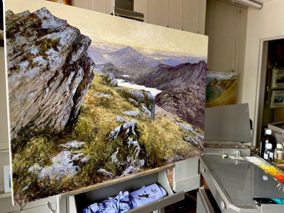 Today, I’m working on this large oil painting of Snowdonia, North Wales. It’s one of my favourite mountain ranges.