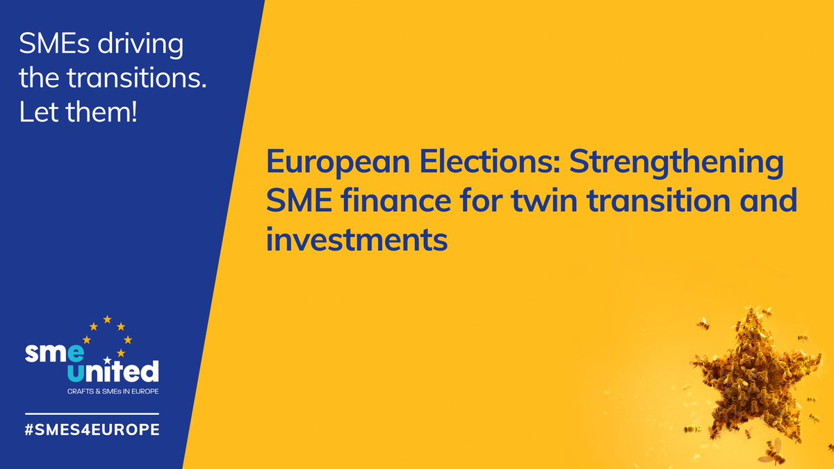 Enfortir la innovació i les inversions és crucial per a l'economia europea.

🔴Les #pimes tenen opcions limitades per finançar els seus projectes d'innovació i inversió més arriscats.

Consulta les prioritats per a les #EUelections24: tinyurl.com/y8nx246t

#SMEs4Europe