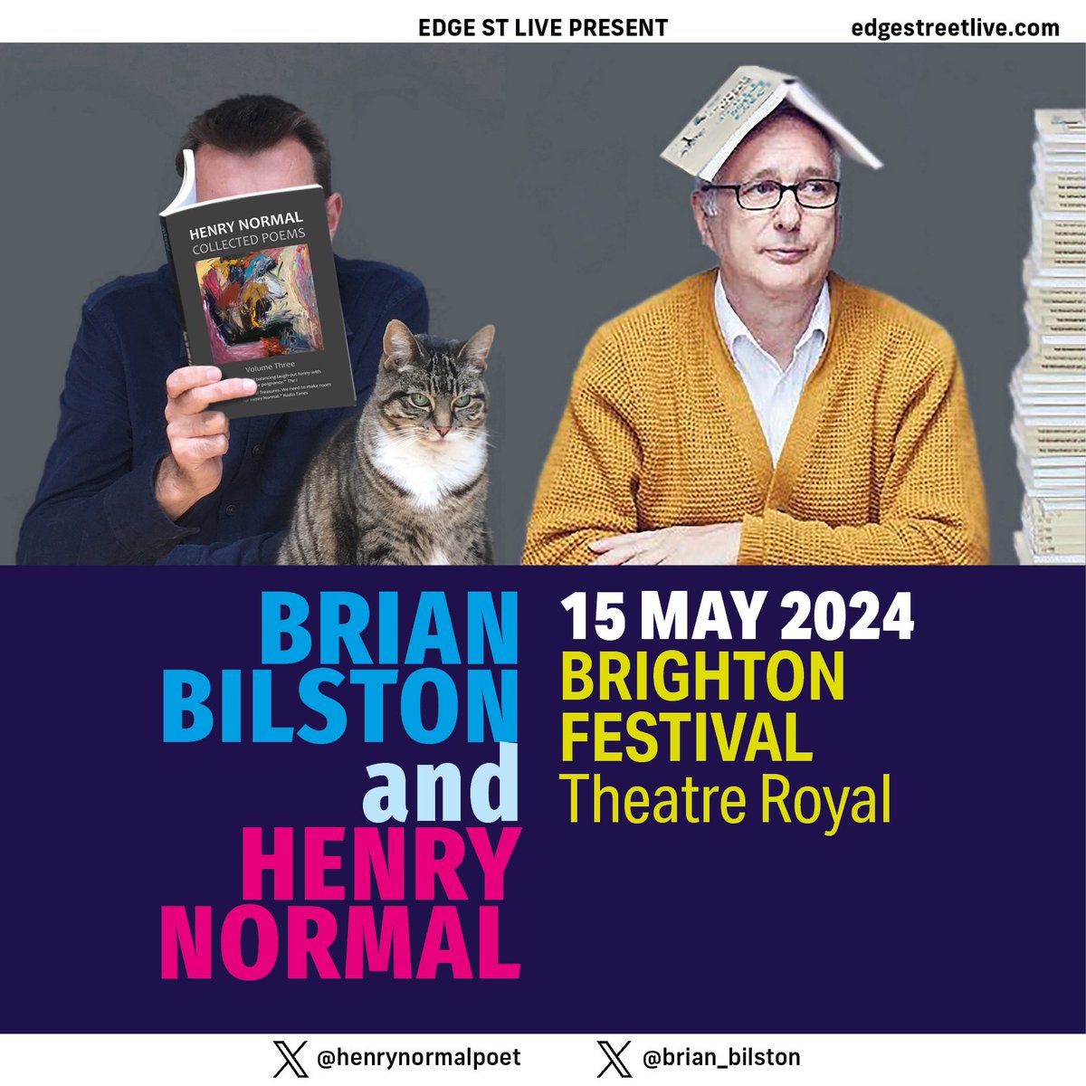 I’ll be reading poems at the Brighton Festival tomorrow evening, alongside the very wonderful @HenryNormalpoet. Please note the event has been moved to a bigger venue: the Theatre Royal. Tickets available here: brightonfestival.org/whats-on/Xwl-h… @brightfest