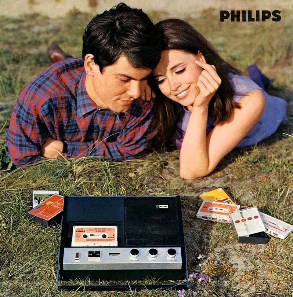 Also on the table is #BrianJones #Philips #EL3303 #cassette recorder. Philips EL3303 advert circa 1966.