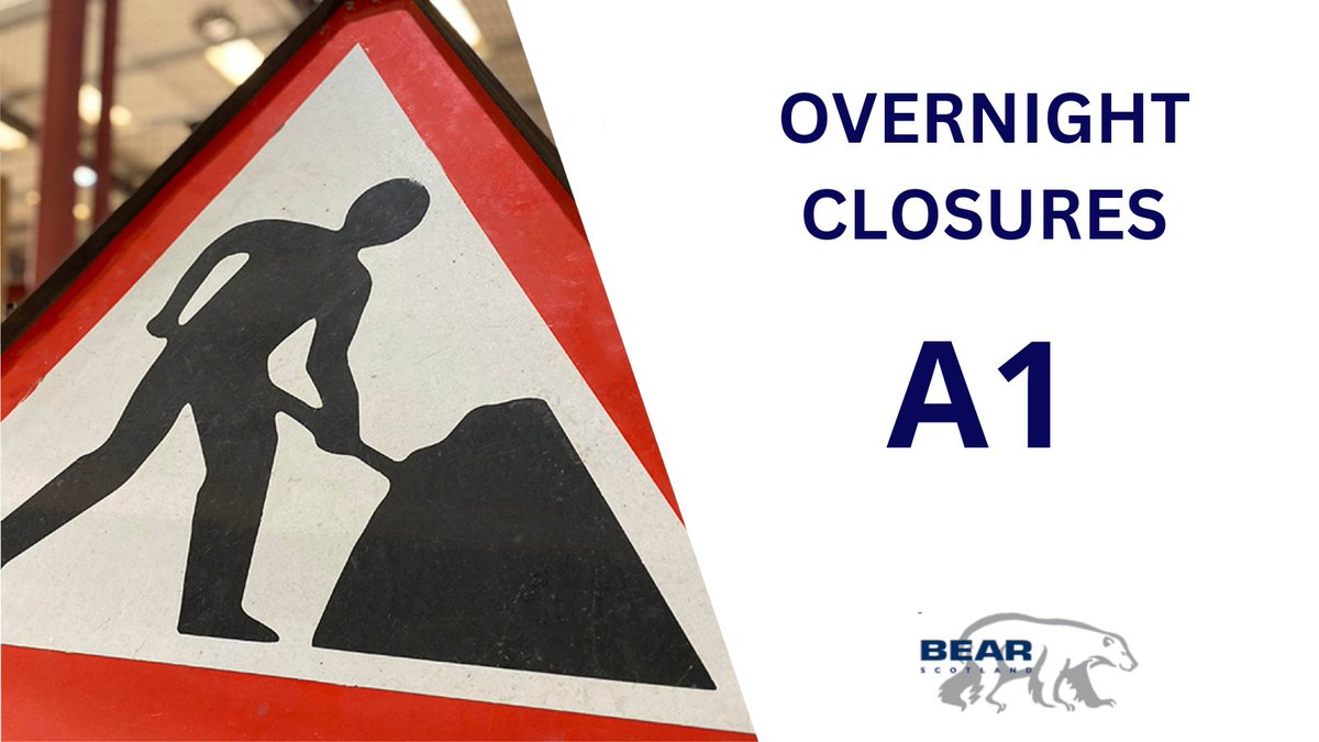 Four weeks of maintinance works to take place on the A1 from Old Craighall to Thistly Cross roundabout. Work will begin Monday 27 May from 20:30 until 05:30. More: bearscot.com/overnight-work…
