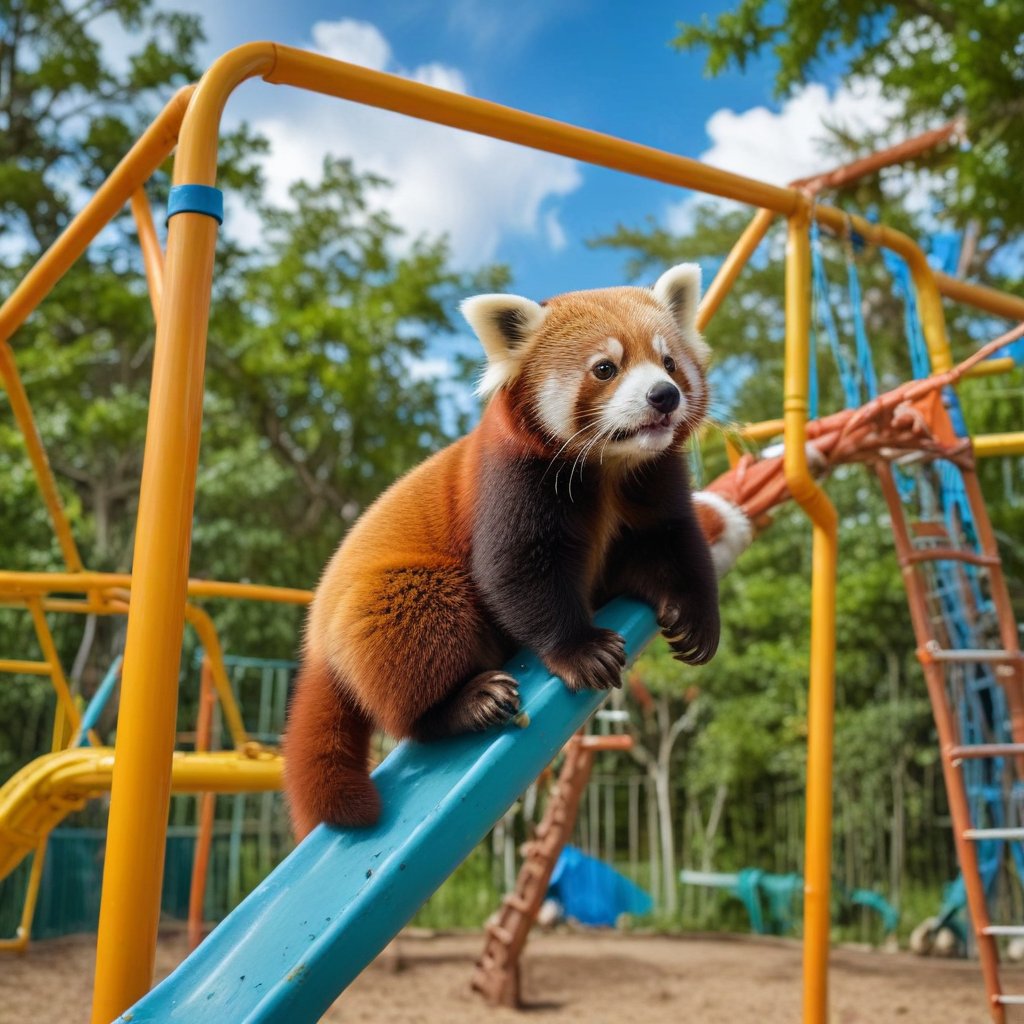 @HUAWEI_TECH4ALL Red panda, one of the most cute endangered species that are adorable, shy and playful creatures especially when they feel safe and comfortable in their environment making a great companion for kids, captivating hearts of people worldwide with its charm. By MidJourney #Tech4Nature