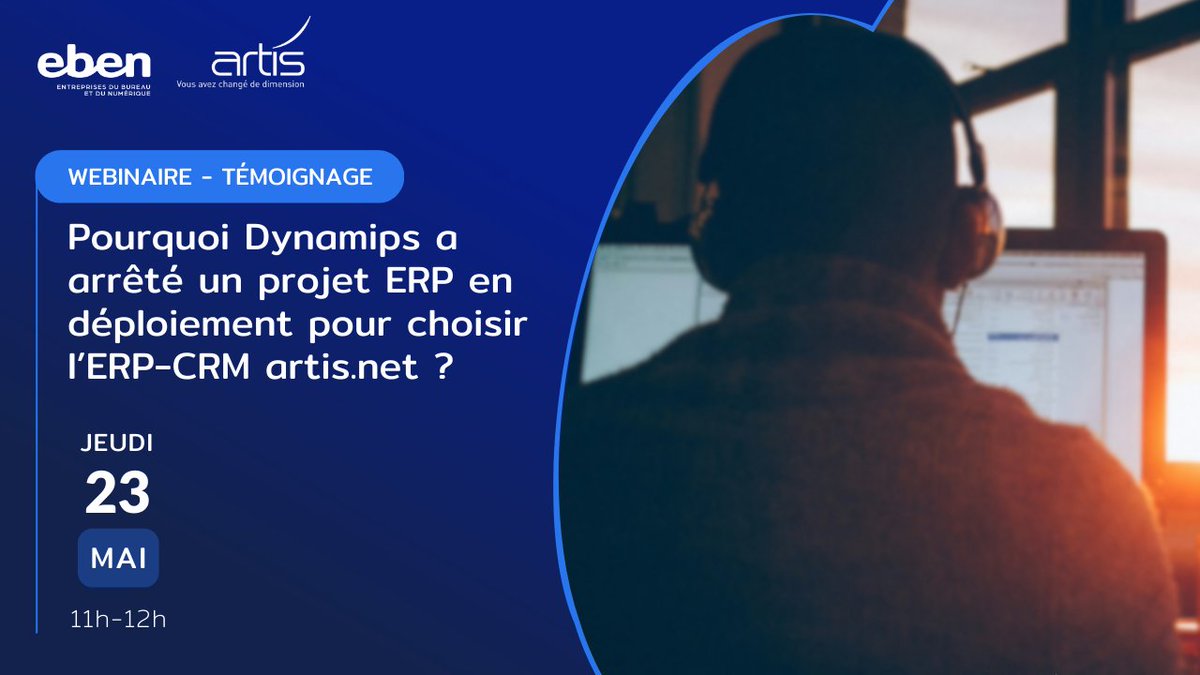 💻 EBEN et ARTIS vous donnent rendez-vous !

Notre partenaire ARTIS invite son client DYNAMIPS à témoigner sur son projet de changement de logiciel ERP et CRM.

🗓️ Le jeudi 23 mai 2024
⌚ 11h - 12h
👋 Inscrivez-vous ici : bit.ly/4b4PJdH