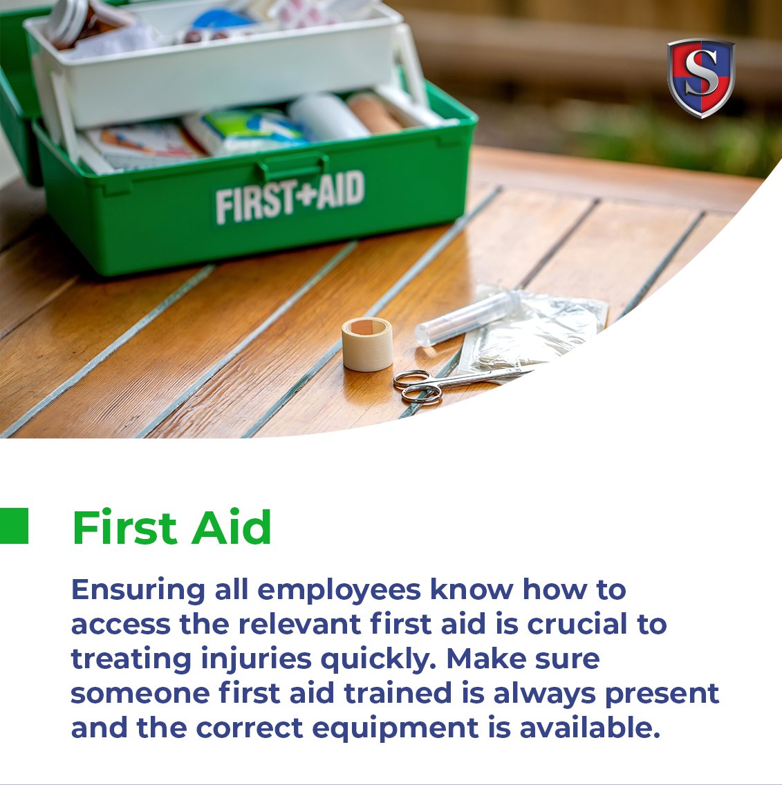 First aid is a crucial first step to minimising the impact of injuries in the workplace. 🩹

Employers must ensure that there is always adequate first aid available to ensure an immediate response if someone is injured at work. ⛑

#HealthandSafety #FirstAid #WorkplaceHealth