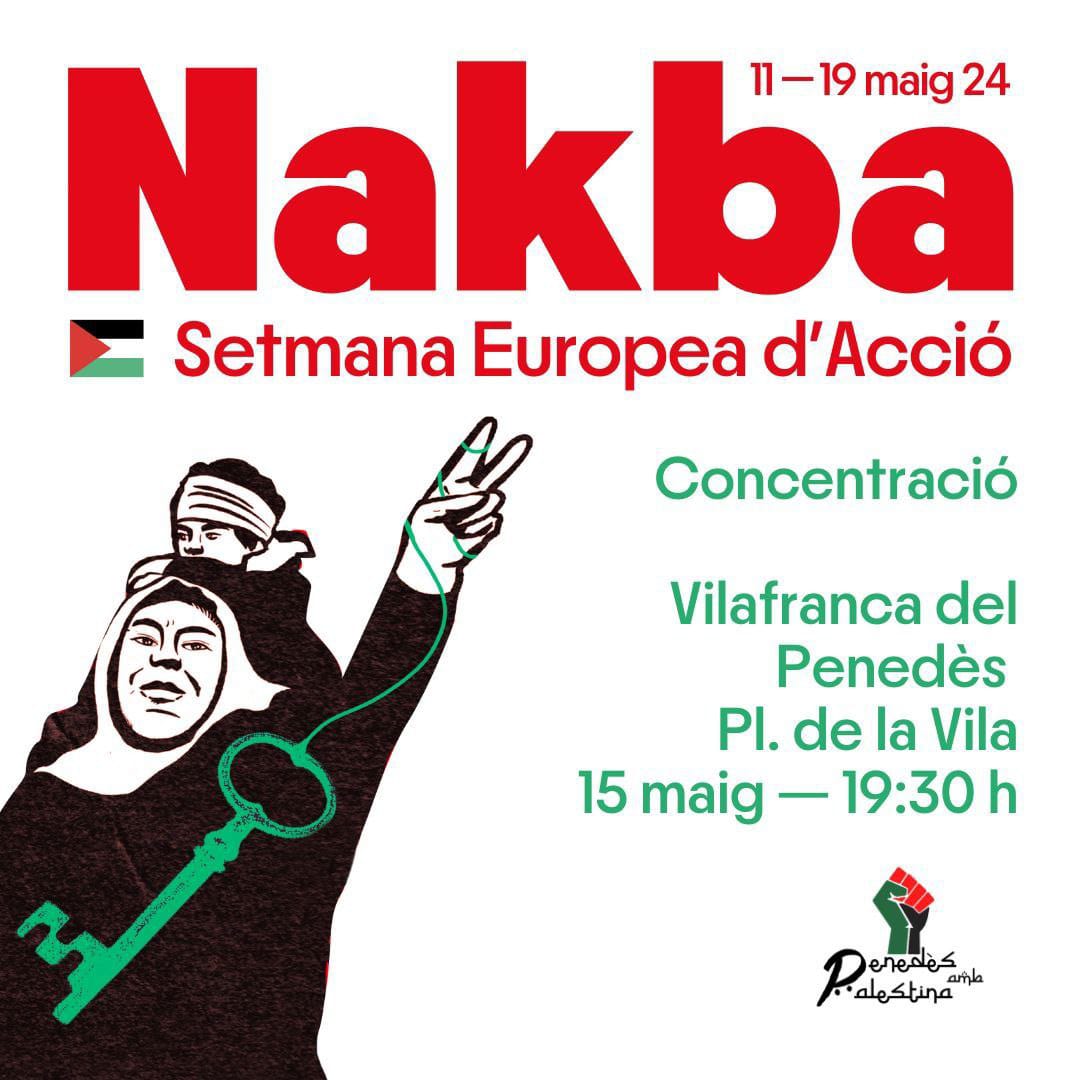 🔴 El 15 de maig a Vilafranca del Penedès hi haurà concentració a la Plaça de la Vila a les 19.30h.