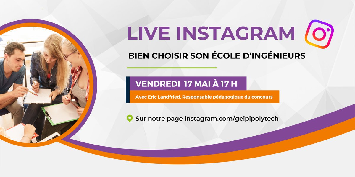 GeipiPolytech's tweet image. Participez à notre Live Instagram &quot;Bien choisir son école d&apos;ingénieurs&quot; vendredi 17 mai à 17h, sur la page du concours Geipi Polytech #geipipolytech
#orientation #formation #postbac #ingénieur #Parcoursup